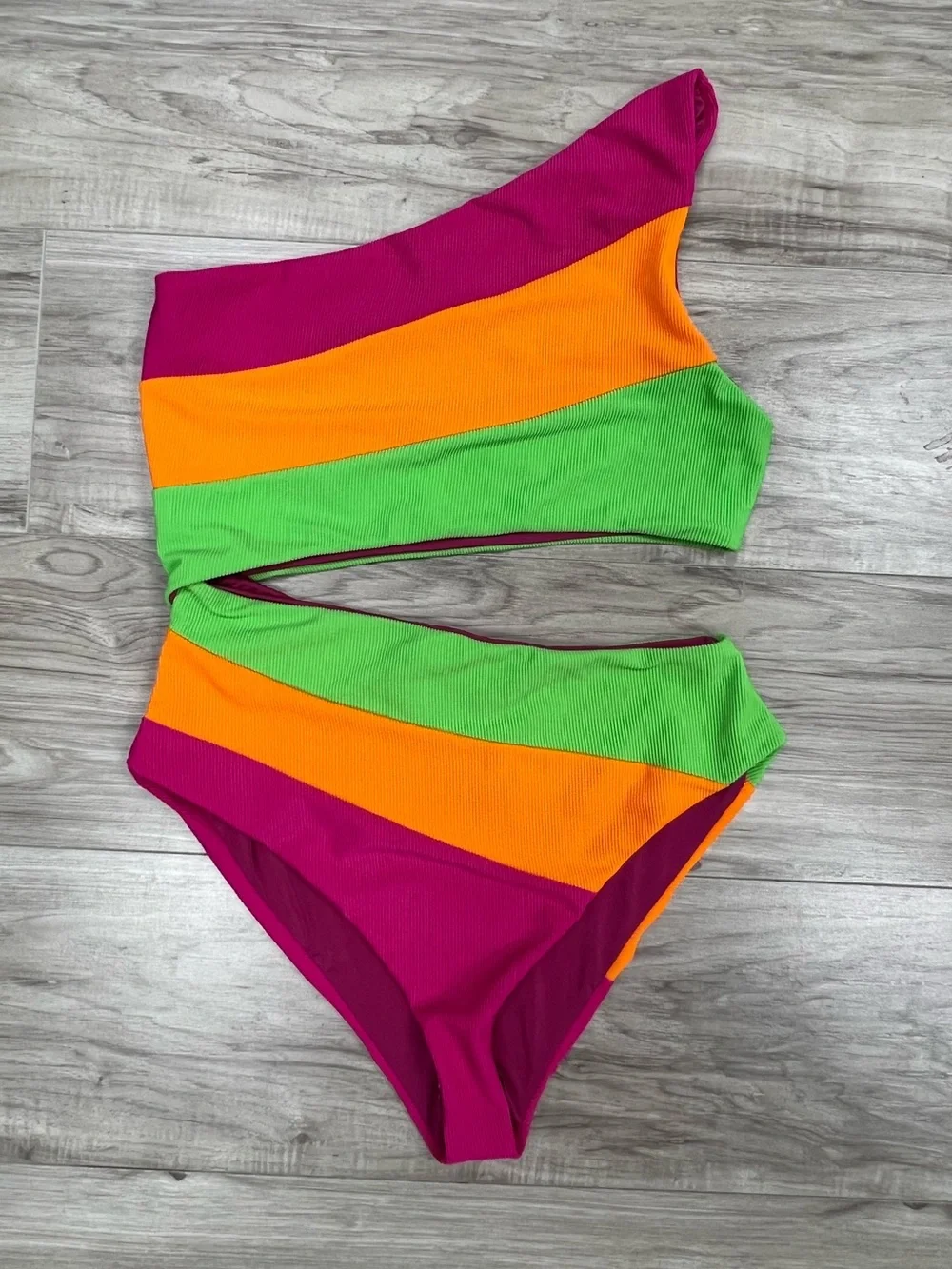 Beach Riot Joyce Stripe Cutout One-Piece Swimsuit Size L NWT